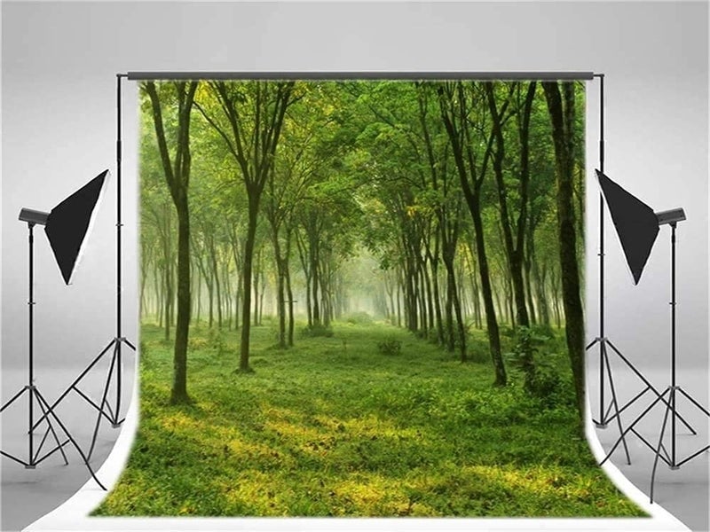 AOFOTO 6x6ft Spring Forest Trees Backdrops for YouTube Videos Nature Country Grass Ground Photography Studio Props Natural Scenery Green Woods Background Girl Boy Adult Art Portrait Photo Shoot Vinyl - Image 2